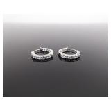 .925 Sterling Silver Crystal Hoop Earrings