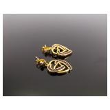 .925 Sterling Silver Ruby Crystal Heart Dangle Post Earrings