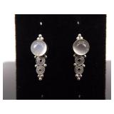 .925 Sterling Silver Moonstone Post Earrings