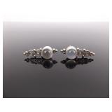 .925 Sterling Silver Moonstone Post Earrings