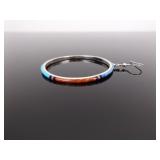 .925 Sterling Silver Navajo Hoop Dangle Earrings