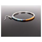 .925 Sterling Silver Navajo Hoop Dangle Earrings