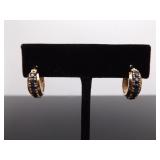 .925 Sterling Silver Sapphire Hoop Clip Hook Vermeil Earrings