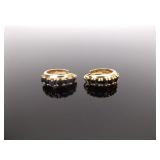 .925 Sterling Silver Sapphire Hoop Clip Hook Vermeil Earrings