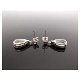 .925 Sterling Silver Abalone Shell Dangle Post Earrings