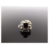 .925 Sterling Silver Black Onyx Nugget Clip Earrings