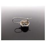 .925 Sterling Silver Art Deco Black Onyx Hook Earrings