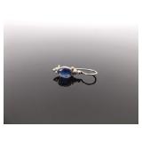 .925 Sterling Silver Faceted Sapphire Hook Earrings