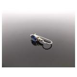 .925 Sterling Silver Faceted Sapphire Hook Earrings