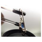 .925 Sterling Silver Faceted Sapphire Hook Earrings