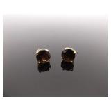 .925 Sterling Silver Faceted Chocolate Smokey Quartz Vermeil Post Earrings