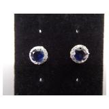 .925 Sterling Silver Sapphire Crystal Post Earrings