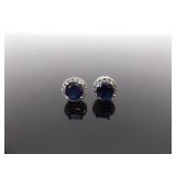 .925 Sterling Silver Sapphire Crystal Post Earrings