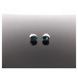 .925 Sterling Silver Faceted Aqua Topaz Crystal Post Earrings