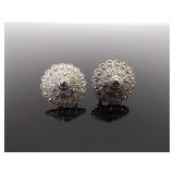 .925 Sterling Silver Art Nouveau Fluer Screwback Earrings