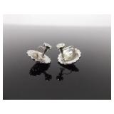 .925 Sterling Silver Art Nouveau Fluer Screwback Earrings