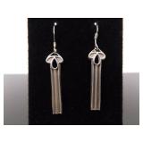 .925 Sterling Silver Bar Dangle Earrings
