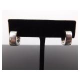.925 Sterling Silver Square Hoop Post Earrings