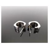 .925 Sterling Silver Square Hoop Post Earrings