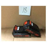BLACK+DECKER 20-Volt MAX Lithium-Ion Battery Pack 2.0Ah & BLACK+DECKER 20-Volt Max Lithium-Ion Battery Pack 1.5Ah in good condition