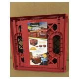 CleverMade Collapsible Milk Crate - Stackable Collapsible Storage Bin/Container/Utility Tote, 25 Liters, Red