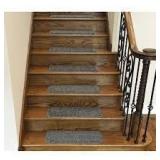 Ottomanson Softy Collection Gray 9 in. x 26 in. Rubber Back Stair Tread Cover (Set of 7) not used