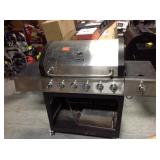 Dyna-Glo 5-Burner Open Cart LP Gas Grill in Stainless Steel and Black with Side Burner used whit damage and missing some parts
