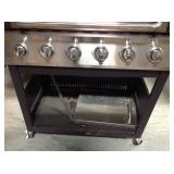 Dyna-Glo 5-Burner Open Cart LP Gas Grill in Stainless Steel and Black with Side Burner used whit damage and missing some parts