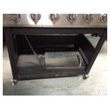 Dyna-Glo 5-Burner Open Cart LP Gas Grill in Stainless Steel and Black with Side Burner used whit damage and missing some parts