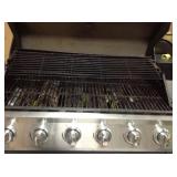 Dyna-Glo 5-Burner Open Cart LP Gas Grill in Stainless Steel and Black with Side Burner used whit damage and missing some parts