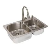 Glacier Bay All-in-One Dual Mount Stainless Steel 33 in. 2-Hole Double Bowl Kitchen Sink not used