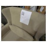 Zoey Dark Beige Linen Arm Chair with Ottoman and Side Table