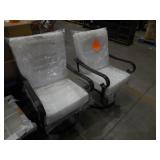 (2) HAMPTON BAY OUTDOOR SWIVEL CHAIRS W/ CUSHIONS