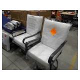 (2) HAMPTON BAY OUTDOOR SWIVEL CHAIRS W/ CUSHIONS