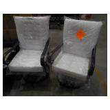 (2) HAMPTON BAY OUTDOOR SWIVEL CHAIRS W/ CUSHIONS