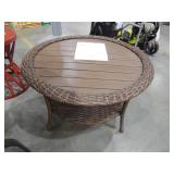 Hampton Bay Cambridge Brown Round Wicker Outdoor Coffee Table