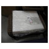 Hampton Bay Cambridge Brown Wicker Outdoor Ottoman with White Cushions