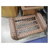Hampton Bay Cambridge Brown Wicker Outdoor Ottoman with White Cushions