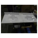 Design House 61 in. W Cultured Marble Vanity Top with Solid White Double Bowl
