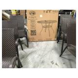 Hampton Bay Mix and Match White Round Glass Outdoor Dining Table USED  in good condition