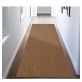 Ottomanson Jardin Collection Solid Brown 3 ft. x 7 ft. Indoor/Outdoor Runner Rug not used
