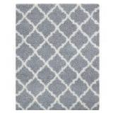 Ottomanson Ultimate Shaggy Contemporary Moroccan Trellis Design Grey 5 ft. x 7 ft. Area Rug not used