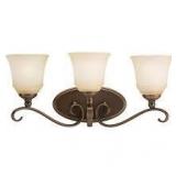 Sea Gull Lighting 44381-829 Bath Bar, Ginger Glass Shades and Russet Bronze, 3-Light not used
