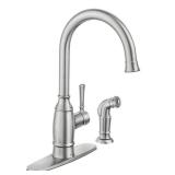 MOEN Noell Single-Handle Standard Kitchen Faucet with Side Sprayer in Spot Resist Stainless in good conditions