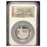 2014-P AUSTRALIA KANGAROO HIGH RELIEF SILVER PF70 NGC ULTRA CAM EARLY STRIKE