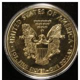2008 GOLD PLATED AMERICAN SILVER EAGLE 1 TROY OZ .999 FINE SILVER