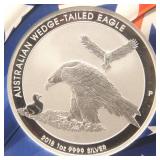 2018-P AUSTRALIA SILVER WEDGE TAILED EAGLE MS70 NGC FIRST DAY MERCANTI SIGNED