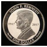 2017 BRITISH VIRGIN ISLANDS 1 TROY OZ .999 FINE SILVER JOHN F KENNEDY