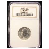 1943-D WASHINGTON QUARTER MS66 NGC