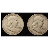 2 FRANKLIN HALF DOLLARS 1952-D 1953-D